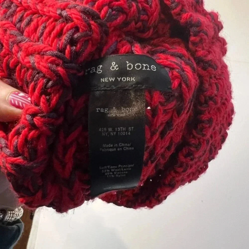 Rag & Bone Black and Red Beanie